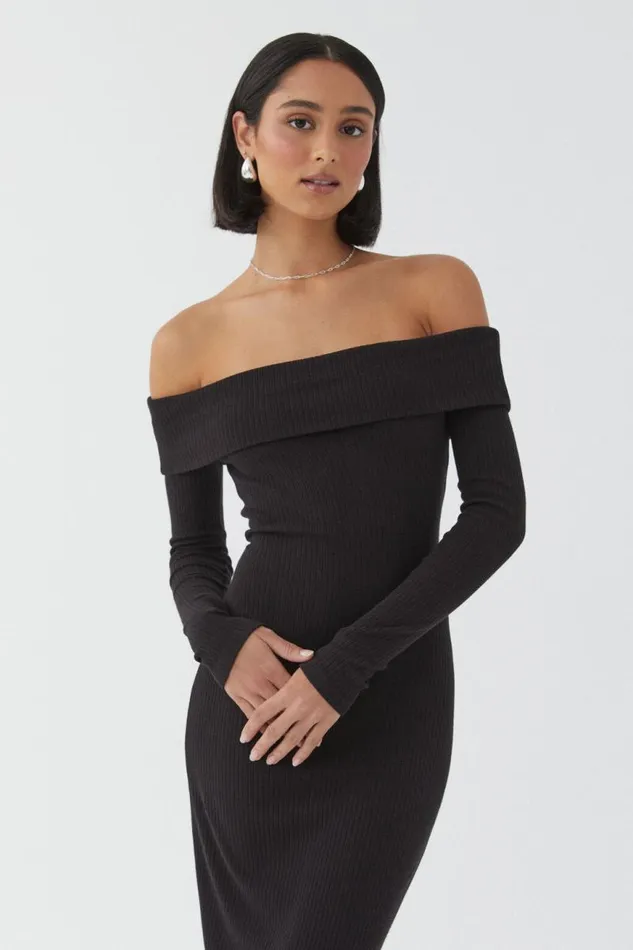 Clothing Supr Maxi Dresses Chelsea Off The Shoulder Maxi Dress Black
