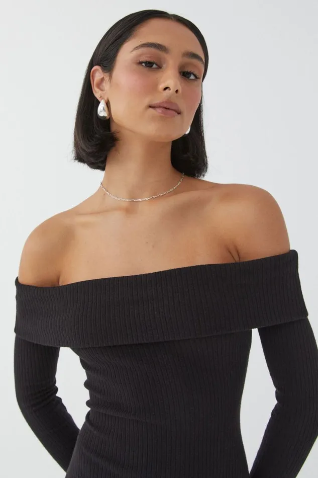 Clothing Supr Maxi Dresses Chelsea Off The Shoulder Maxi Dress Black