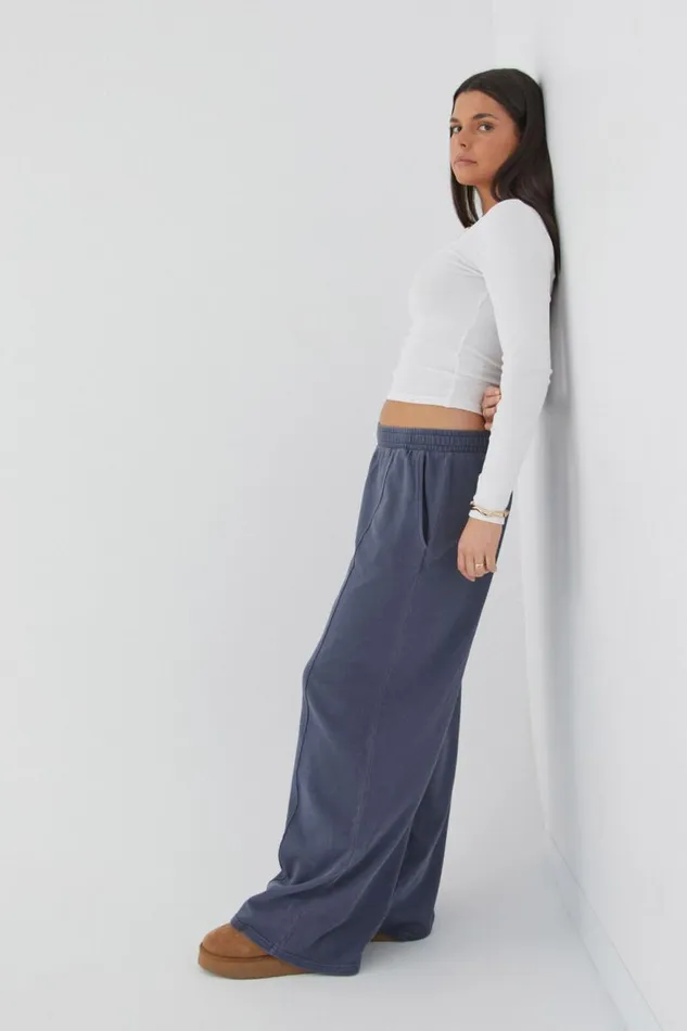 Clothing Supr Pants Pintuck Wide Leg Pant Washed Weekend Blue