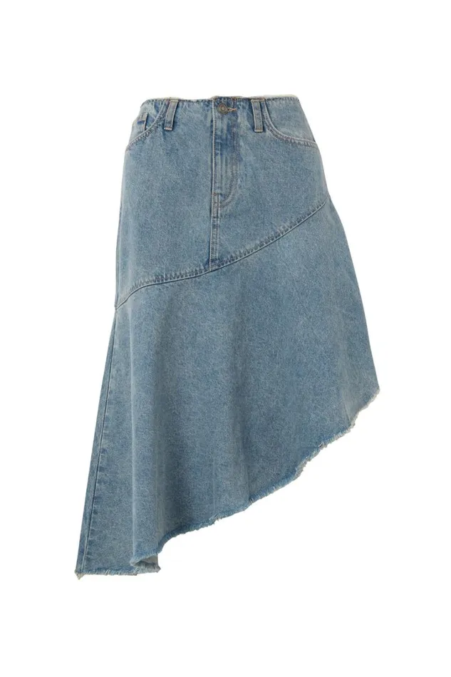 Clothing Supr Skirts Asymmetrical Denim Midi Skirt Byron Blue
