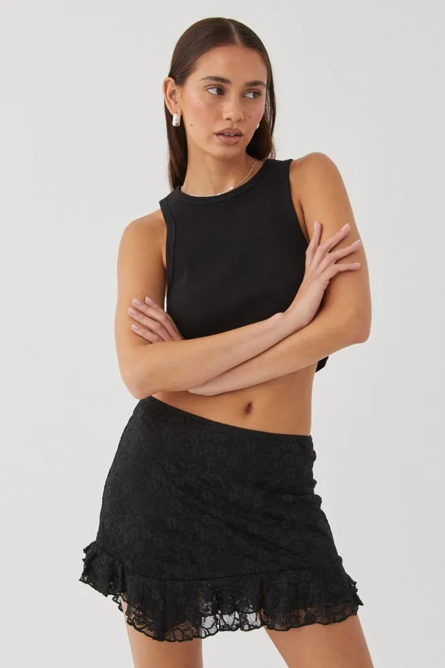 Clothing Supr Skirts Lola Lace Mini Skirt Black