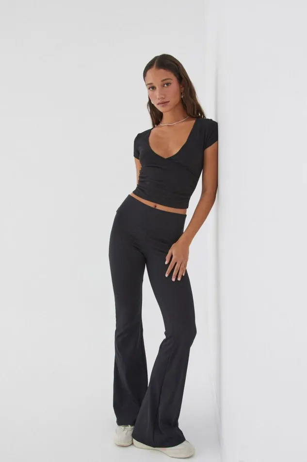 Clothing Supr T Shirts Evie Wrap Top Black