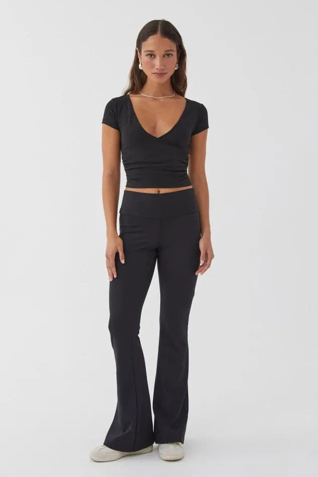 Clothing Supr T Shirts Evie Wrap Top Black