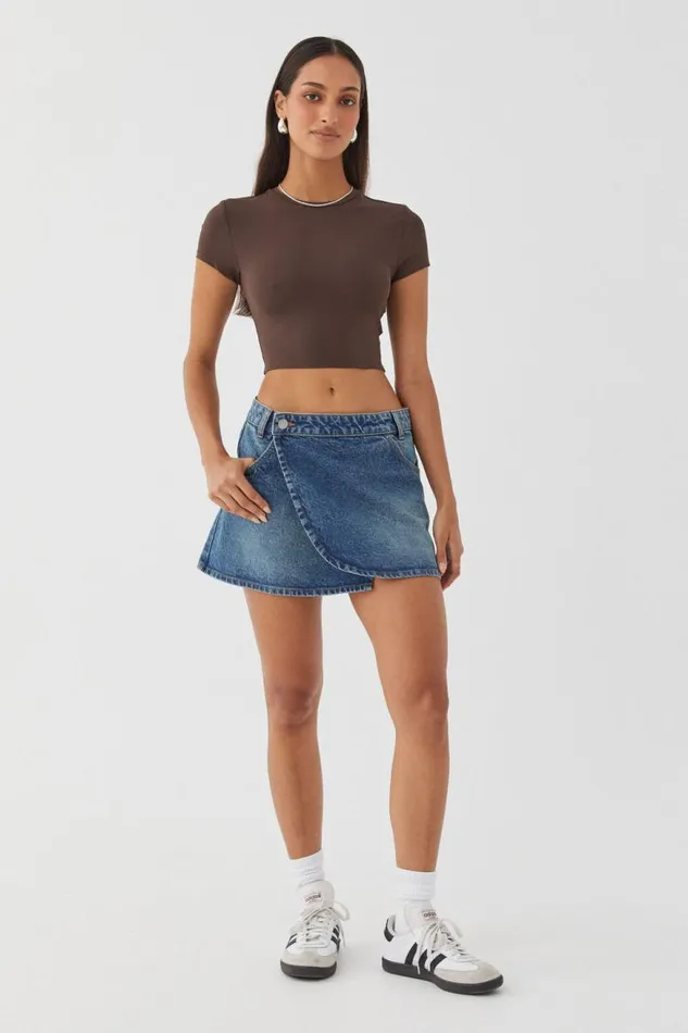 Clothing Supr T Shirts Luxe Cropped Short Sleeve Top Espresso Brown
