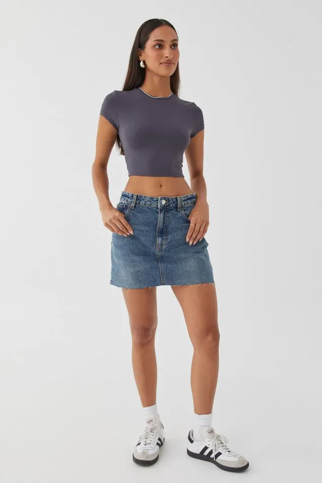 Clothing Supr T Shirts Luxe Cropped Short Sleeve Top Gunmetal