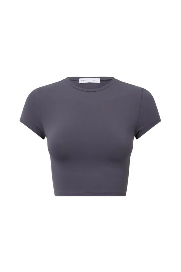 Clothing Supr T Shirts Luxe Cropped Short Sleeve Top Gunmetal