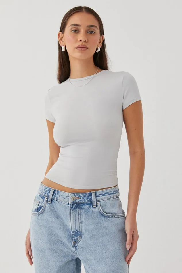 Clothing Supr T Shirts Luxe Longline Tee Dove Grey