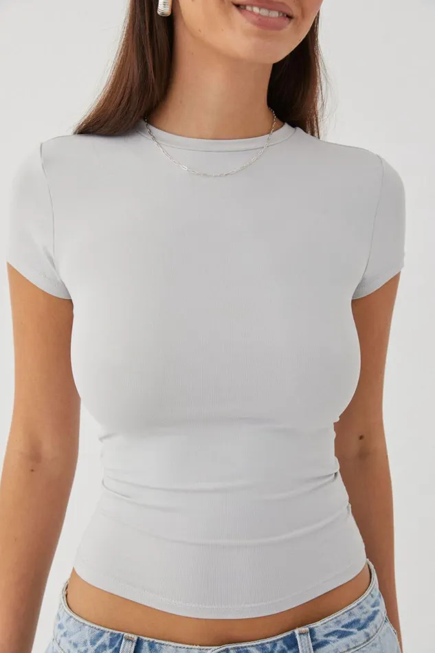 Clothing Supr T Shirts Luxe Longline Tee Dove Grey