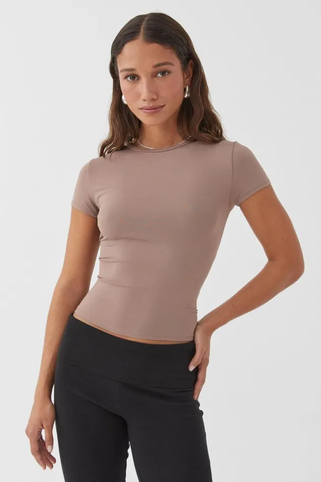 Clothing Supr T Shirts Luxe Longline Tee Toffee Taupe