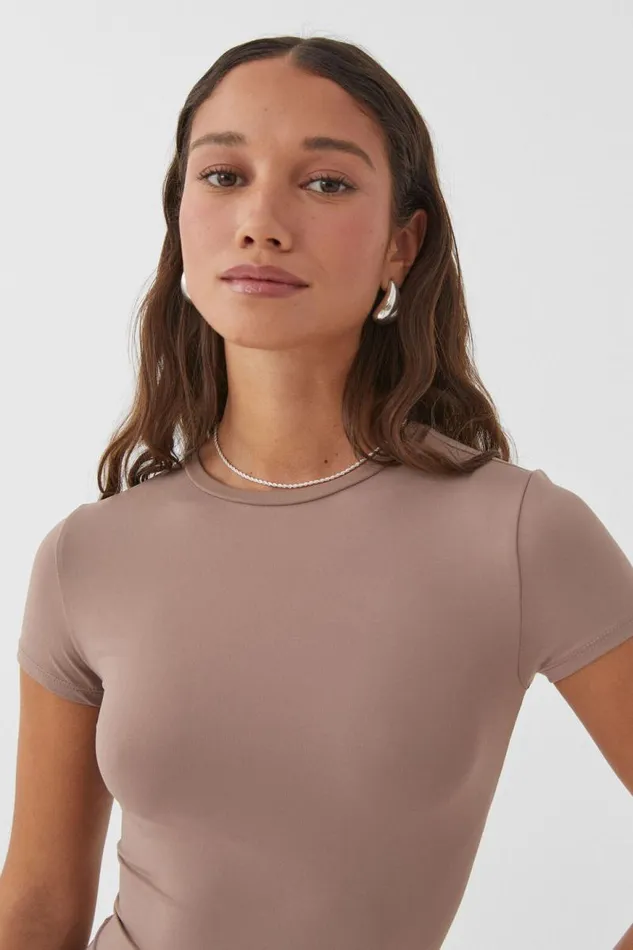 Clothing Supr T Shirts Luxe Longline Tee Toffee Taupe