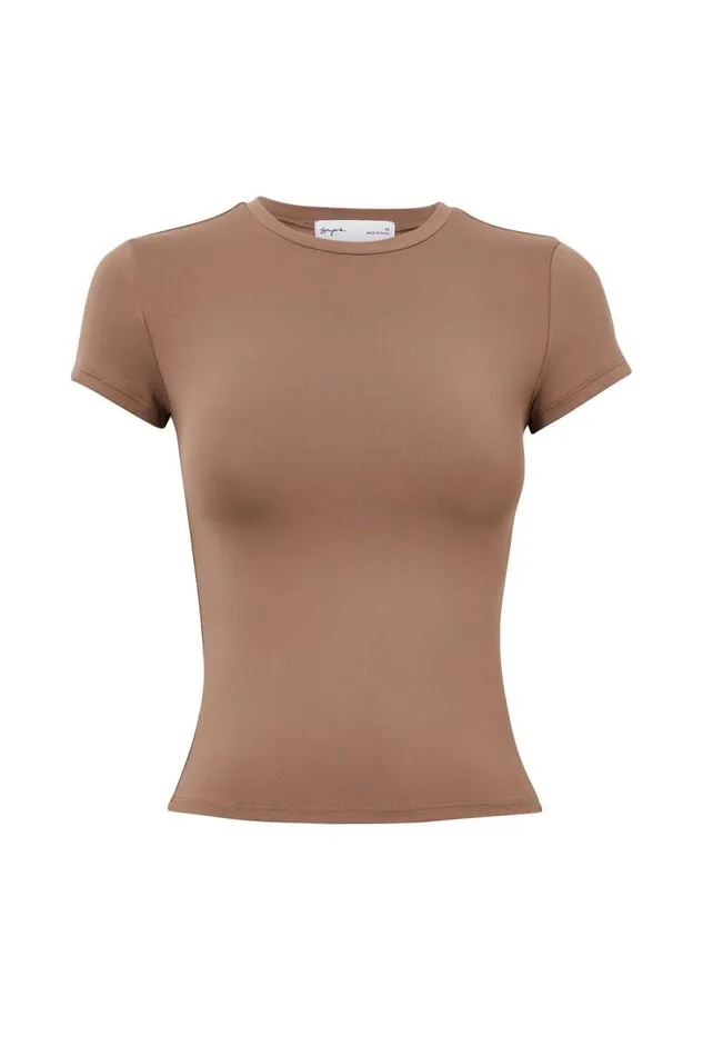 Clothing Supr T Shirts Luxe Longline Tee Toffee Taupe