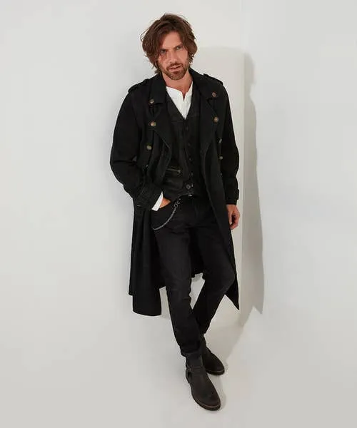 Coats and Jackets Joebrowns Apparel Longline Military Jacket Black Coats and Jackets Joebrowns Apparel Longline Military Jacket Black