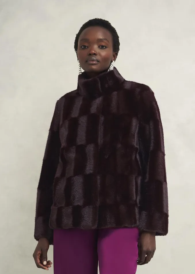 Coats and Jackets Women HOBBS Andrea Faux Fur Coat Wine