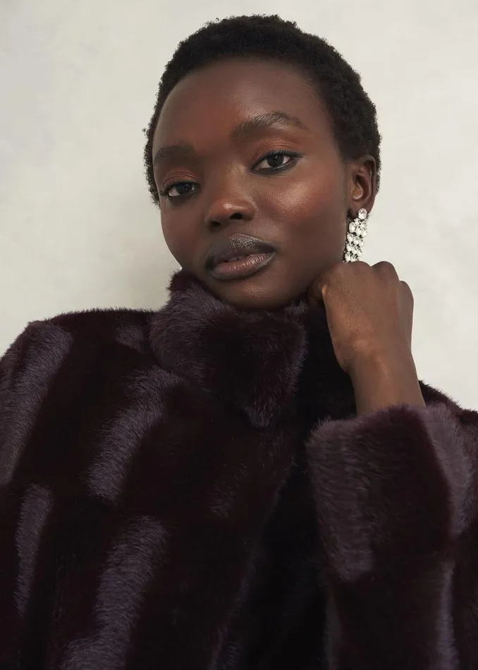 Coats and Jackets Women HOBBS Andrea Faux Fur Coat Wine