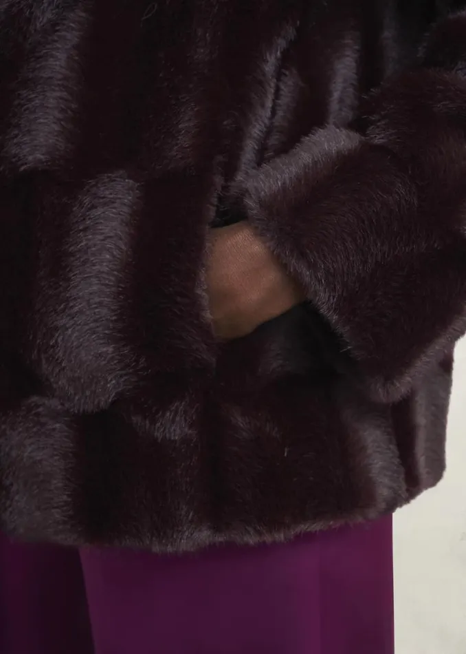 Coats and Jackets Women HOBBS Andrea Faux Fur Coat Wine