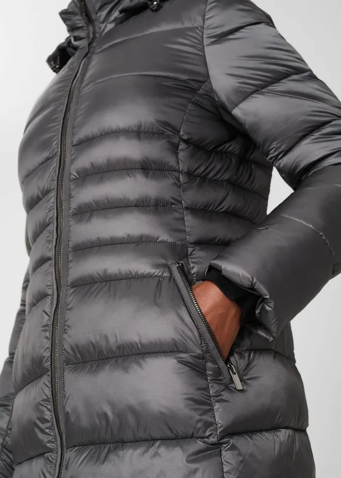 Coats and Jackets Women HOBBS Danika Long Puffer Jacket With Hood Charcoal Grey