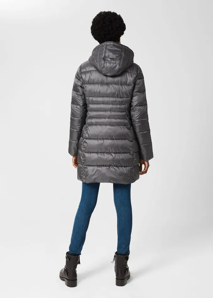 Coats and Jackets Women HOBBS Danika Long Puffer Jacket With Hood Charcoal Grey