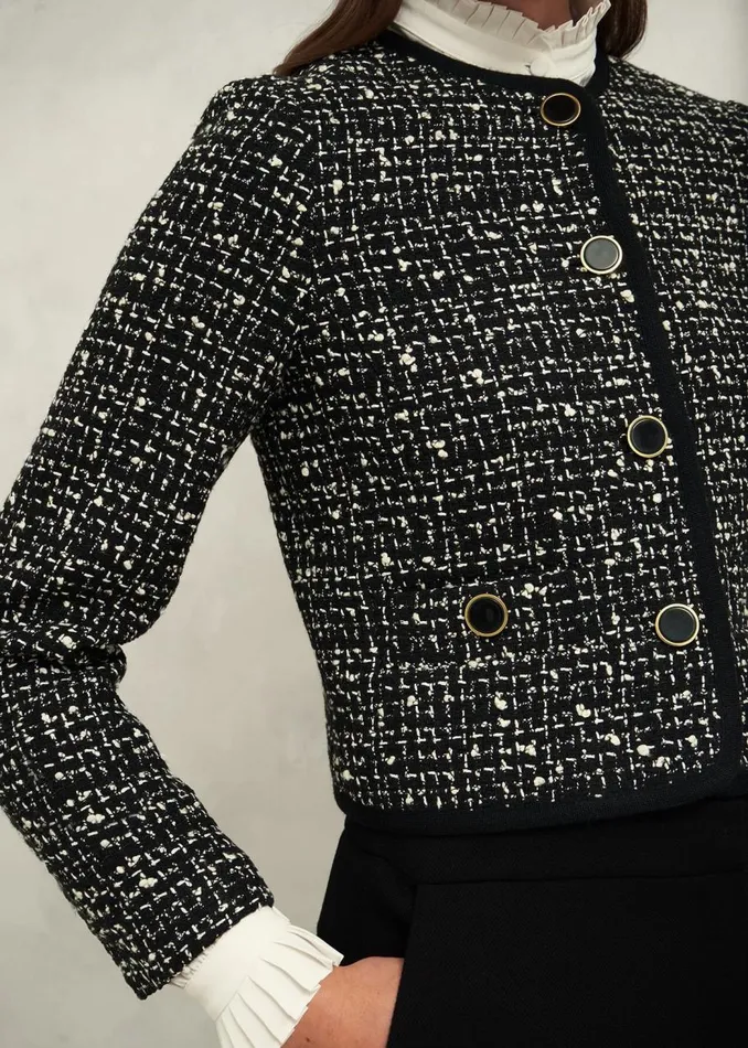 Coats and Jackets Women HOBBS Emilia Tweed Jacket Black Ivory