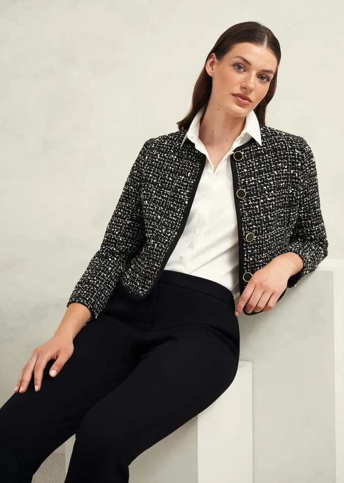 Coats and Jackets Women HOBBS Emilia Tweed Jacket Black Ivory