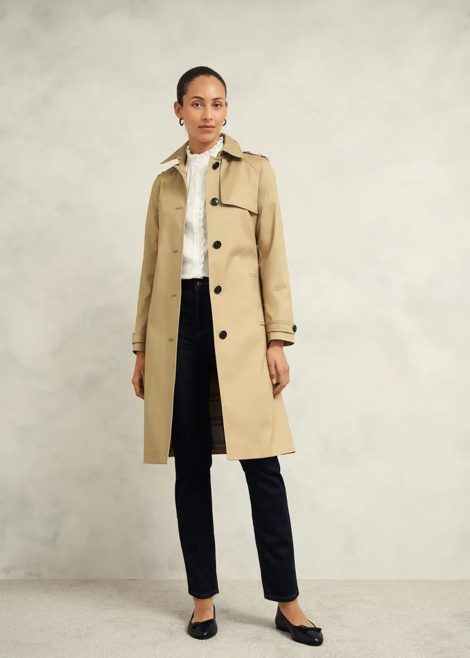 Coats and Jackets Women HOBBS Hallie Shower Resistant Trench Coat Fawn Beige