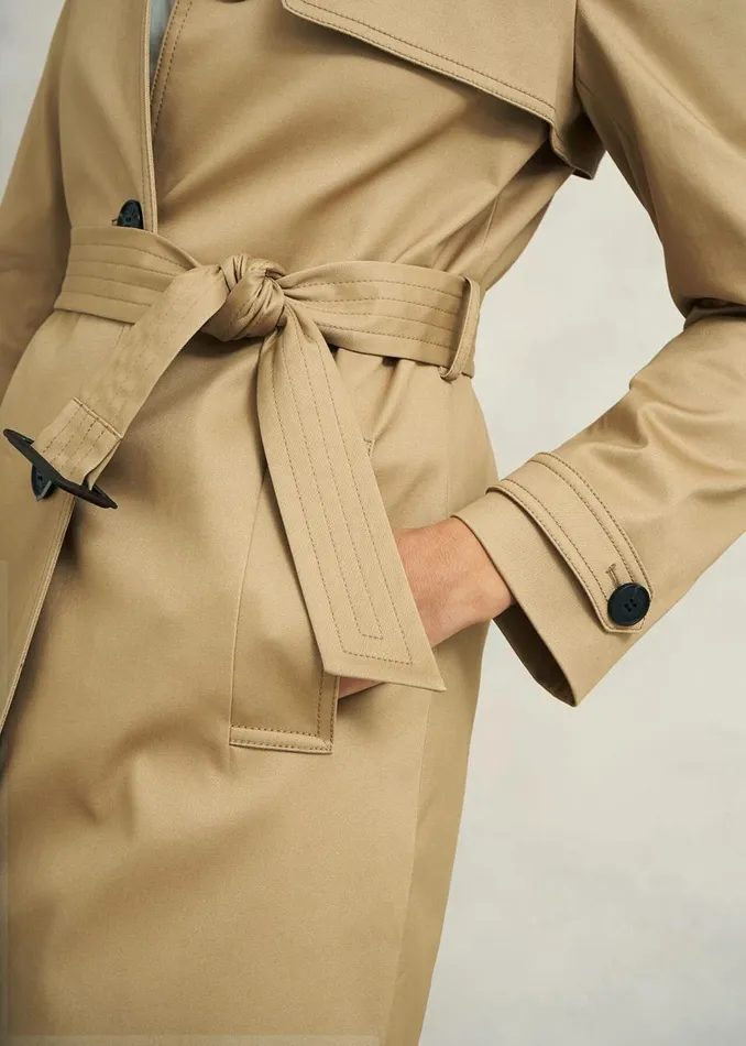 Coats and Jackets Women HOBBS Hallie Shower Resistant Trench Coat Fawn Beige