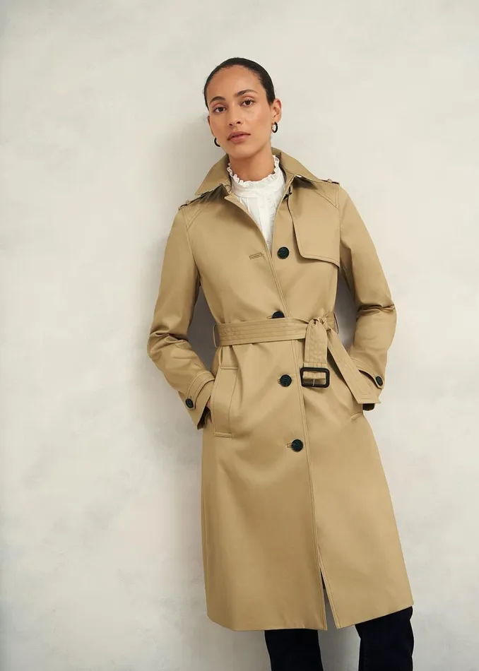 Coats and Jackets Women HOBBS Hallie Shower Resistant Trench Coat Fawn Beige