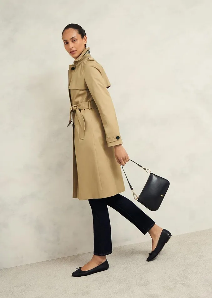 Coats and Jackets Women HOBBS Hallie Shower Resistant Trench Coat Fawn Beige