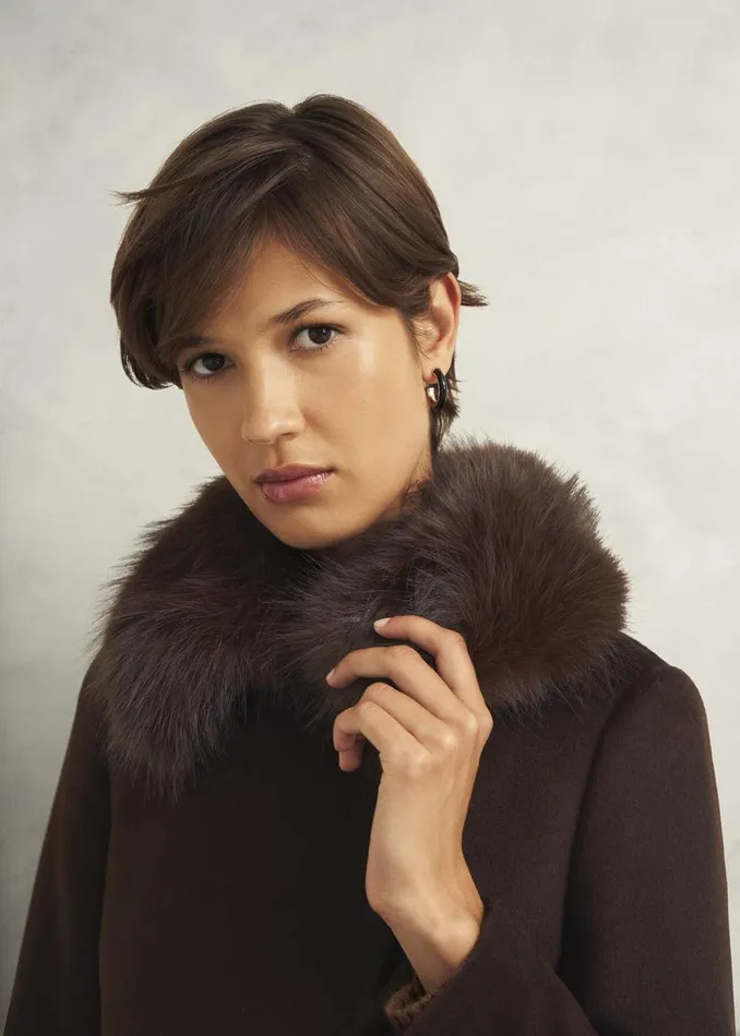 Coats and Jackets Women HOBBS Livia Wool Coat With Faux Fur Alder Brown
