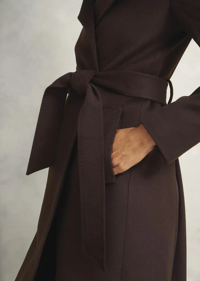 Coats and Jackets Women HOBBS Livia Wool Coat With Faux Fur Alder Brown