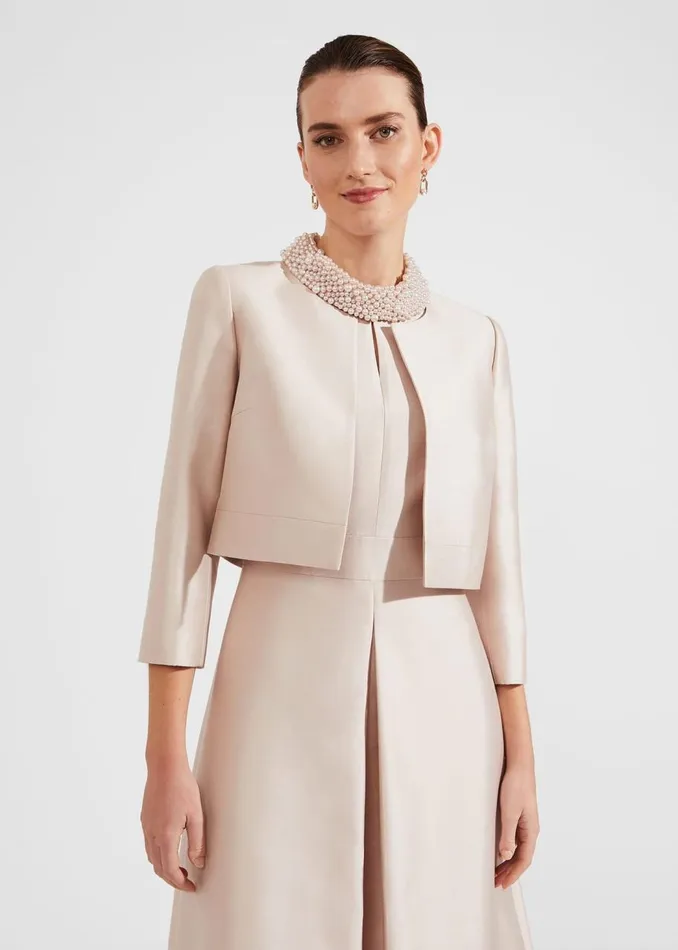 Coats and Jackets Women HOBBS Marcella Silk Blend Jacket Oyster