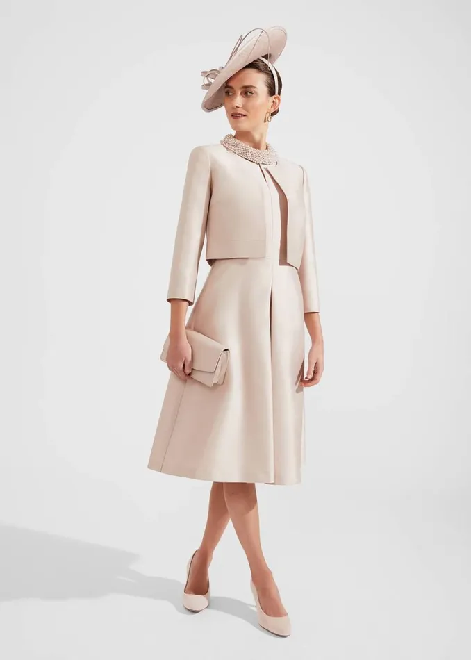 Coats and Jackets Women HOBBS Marcella Silk Blend Jacket Oyster