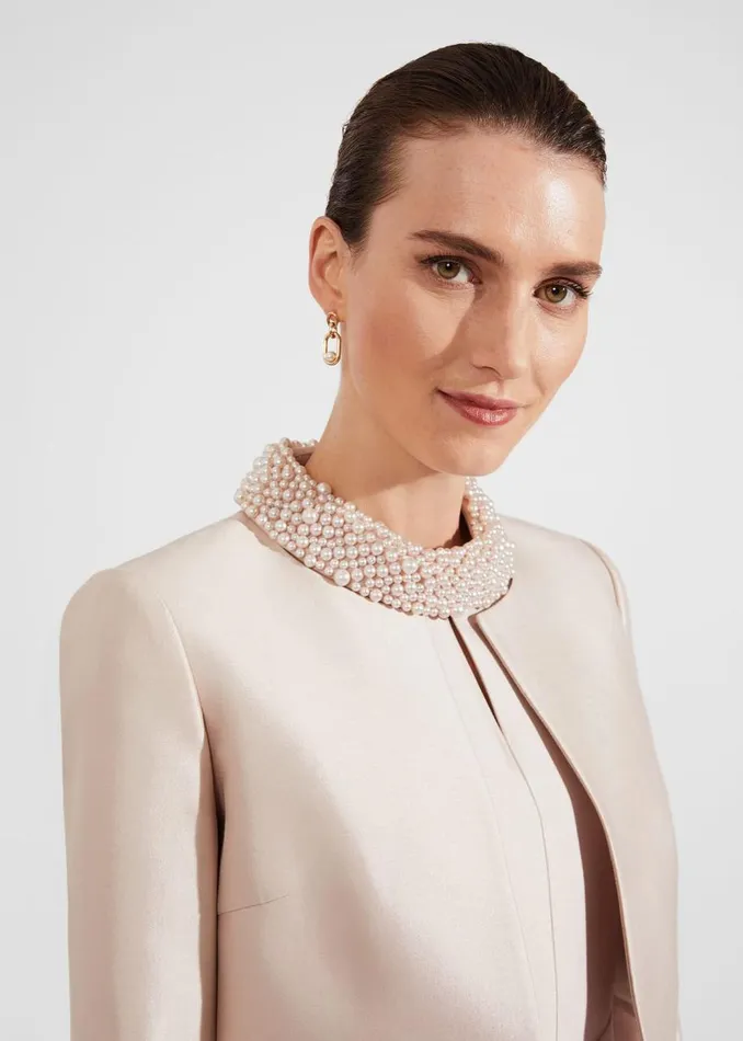 Coats and Jackets Women HOBBS Marcella Silk Blend Jacket Oyster