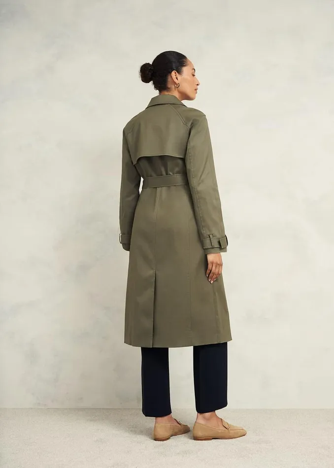 Coats and Jackets Women HOBBS Rhian Shower Resistant Trench Coat Olive Green