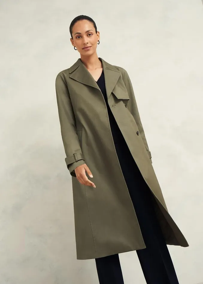 Coats and Jackets Women HOBBS Rhian Shower Resistant Trench Coat Olive Green