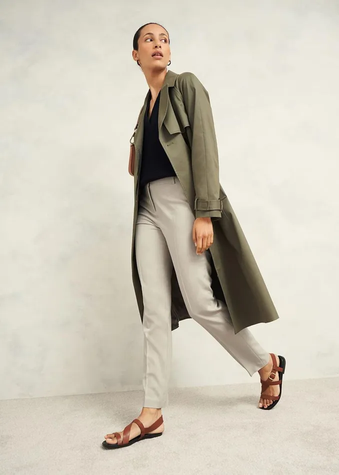 Coats and Jackets Women HOBBS Rhian Shower Resistant Trench Coat Olive Green