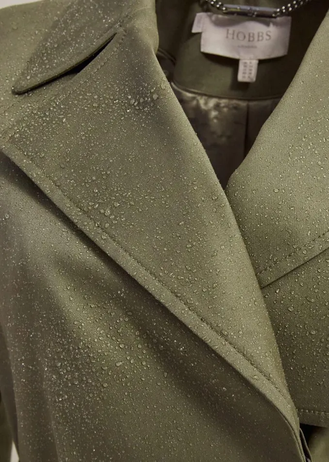 Coats and Jackets Women HOBBS Rhian Shower Resistant Trench Coat Olive Green