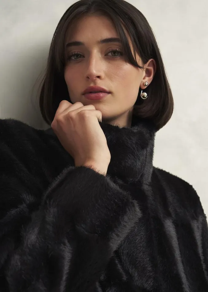 Coats and Jackets Women HOBBS Rosanne Faux Fur Coat Black