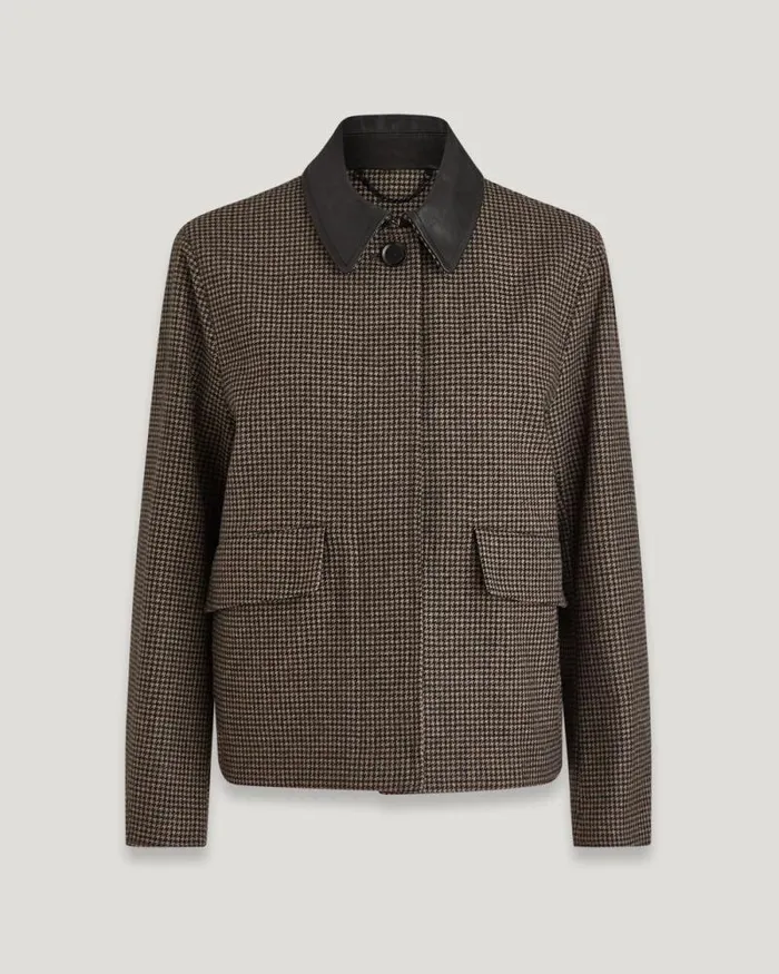 Coats and Parkas Women Belstaff Steel Jacket Burnt Oak Houndstooth