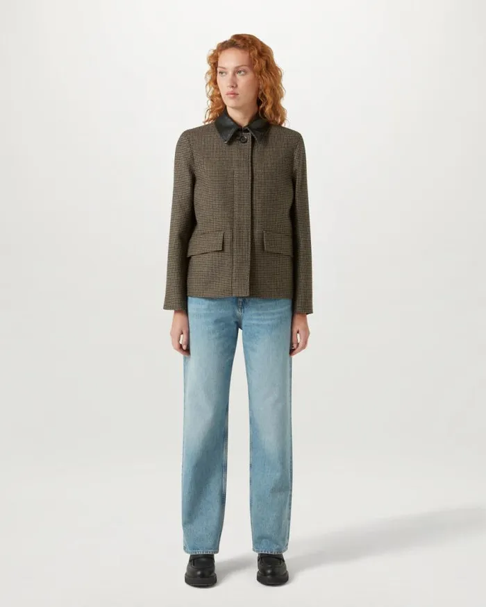 Coats and Parkas Women Belstaff Steel Jacket Burnt Oak Houndstooth