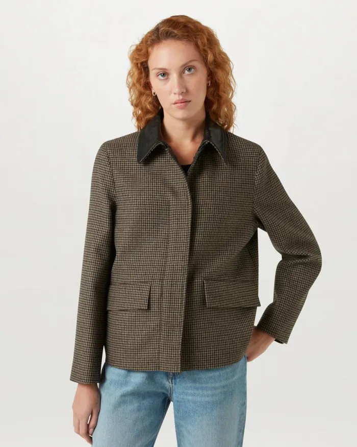 Coats and Parkas Women Belstaff Steel Jacket Burnt Oak Houndstooth