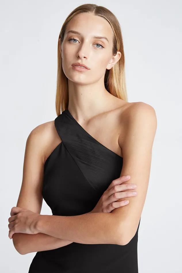 Cocktail Women Halston Julissa Dress In CrepeSatin Black Cocktail Women Halston Julissa Dress In CrepeSatin Black