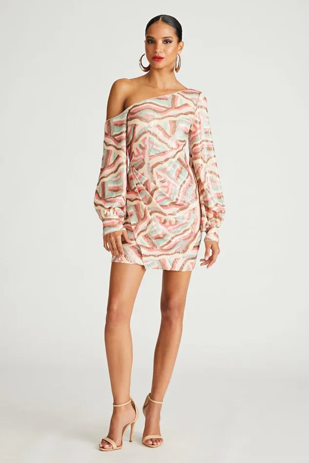 Cocktail Women Halston Kimora Dress In Geode Sequin Geode