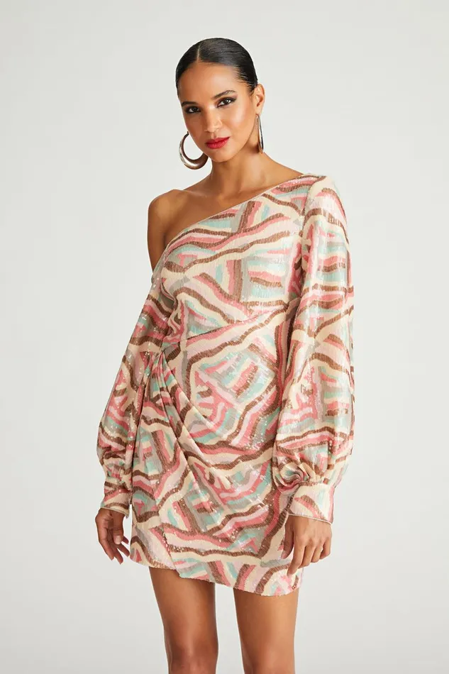 Cocktail Women Halston Kimora Dress In Geode Sequin Geode