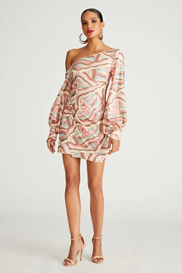 Cocktail Women Halston Kimora Dress In Geode Sequin Geode