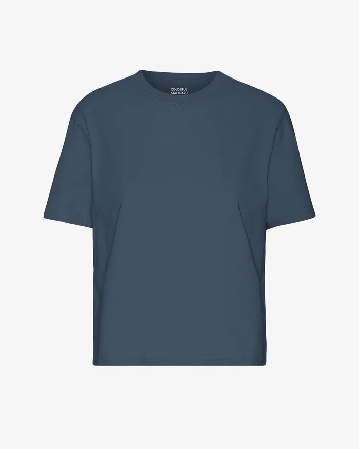 Colorfulstandard Organic Boxy Crop Tee 8211 Petrol Blue Women TShirts