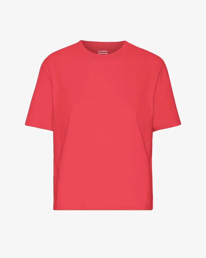 Colorfulstandard Organic Boxy Crop Tee 8211 Red Tangerine Women TShirts