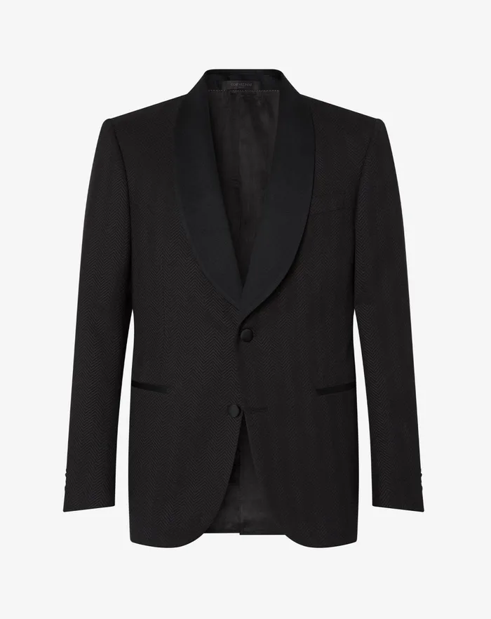 Corneliani Ceremony And Events Black 3d Chevron Wool Tuxedo Jacket 8211 Men