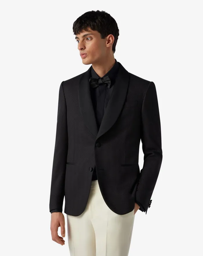 Corneliani Ceremony And Events Black 3d Chevron Wool Tuxedo Jacket 8211 Men