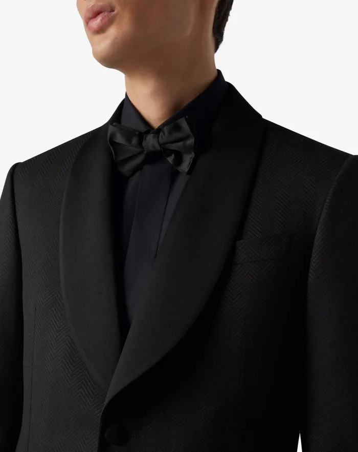 Corneliani Ceremony And Events Black 3d Chevron Wool Tuxedo Jacket 8211 Men