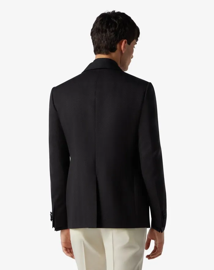Corneliani Ceremony And Events Black 3d Chevron Wool Tuxedo Jacket 8211 Men